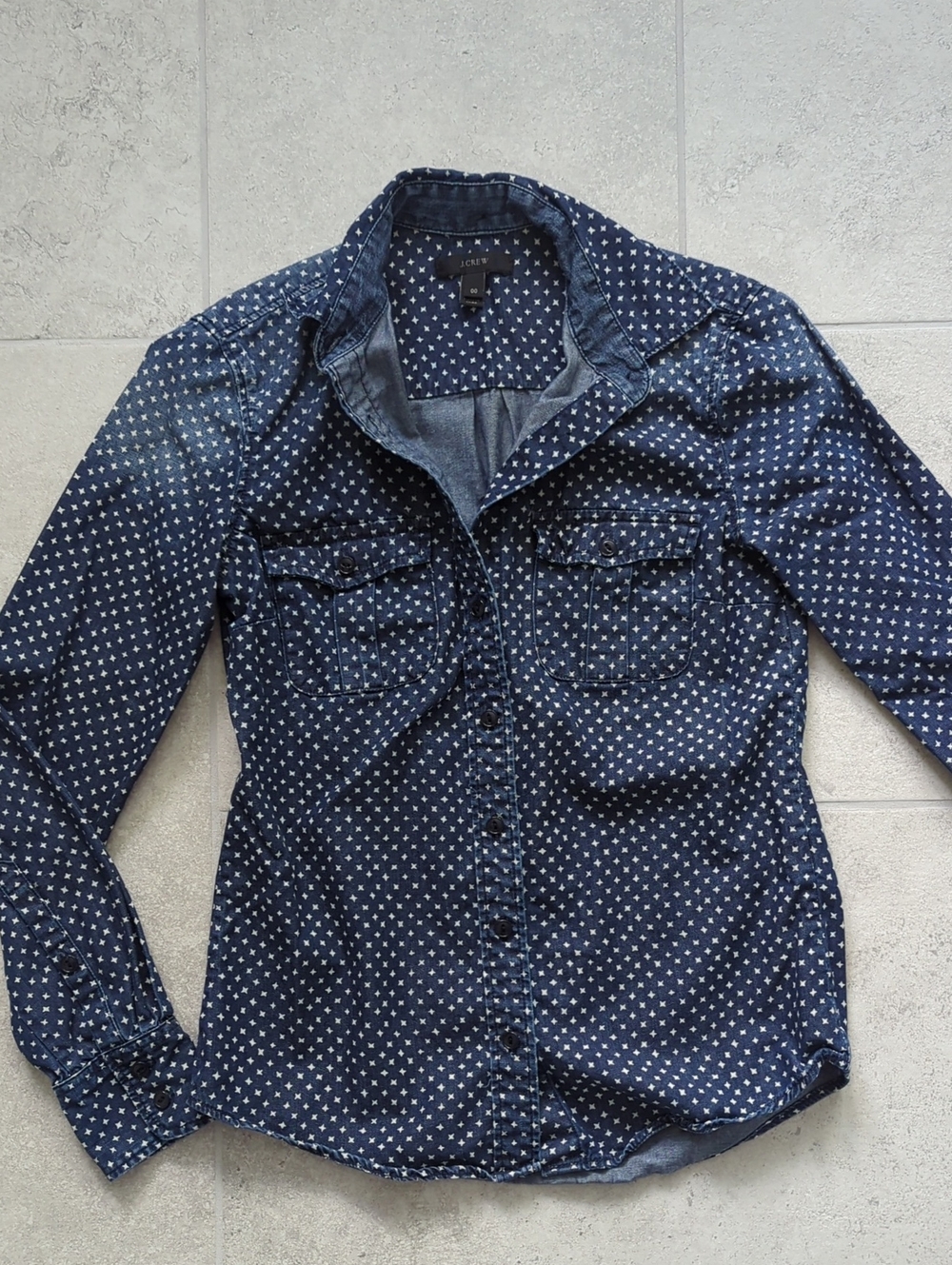 J. Crew Navy Button-Down Star-Print Shirt